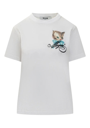MSGM cat-print T-shirt - White