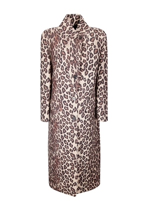 Alberto Biani button leopard-print coat - Neutrals
