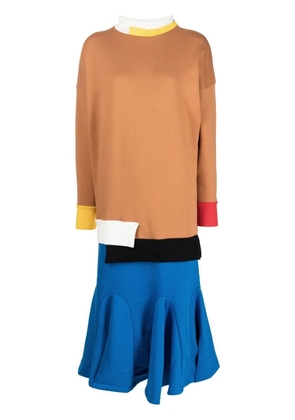 Enföld colour-block jersey-knit dress - Brown