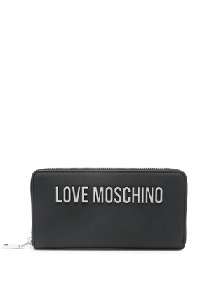 Love Moschino logo-lettering zipped wallet - Black