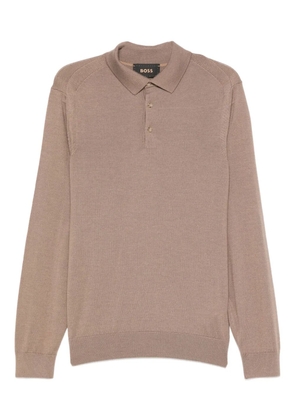BOSS buttoned long-sleeve polo shirt - Brown