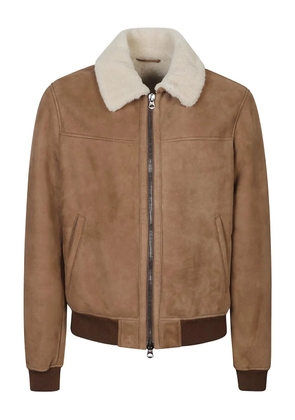 Stewart shearling collar leather jacket - Neutrals