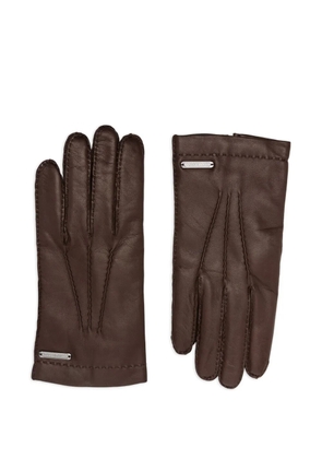 Corneliani leather stitched gloves - Brown