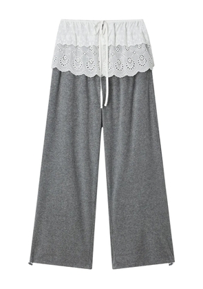Mini Cream drawstring trousers - Grey