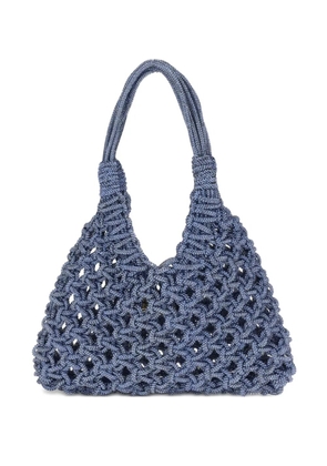 Hibourama crystal-embellished woven shoulder bag - Blue