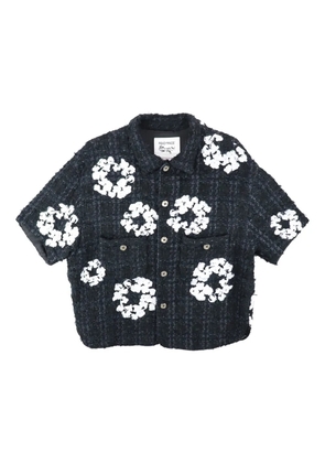 Readymade Half wreath-embellished tweed jacket - Black