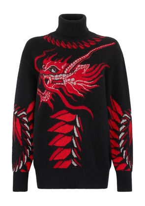 Roberto Cavalli dragon-motif turtleneck sweater - Black