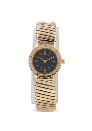 Bvlgari Pre-Owned 2000 23mm Gold Bezel tubogas bracelet watch - Black