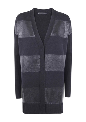 PierAntonioGaspari metallic-effect striped wool cardigan - Black