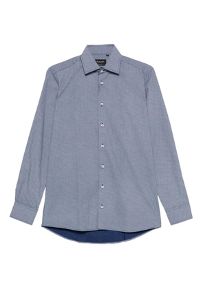 Sand geometric-print cotton shirt - Blue