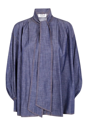 Aviù tie-neck balloon-sleeve top - Blue
