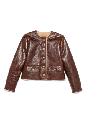 Nili Lotan Zanie button leather jacket - Brown