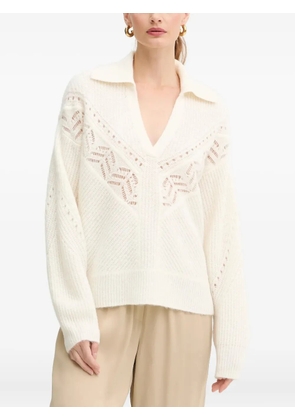BOSS openwork collared sweater - Neutrals