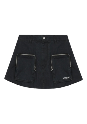 We11done zip-pocket cotton mini skirt - Blue