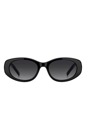 BOSS logo-plaque oval-frame sunglasses - Black