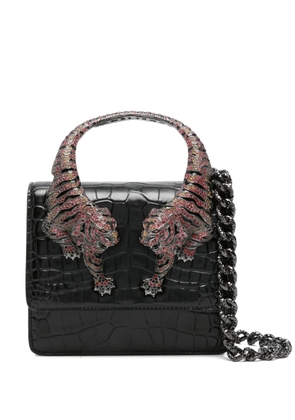 Roberto Cavalli tiger-embellished shoulder bag - Black