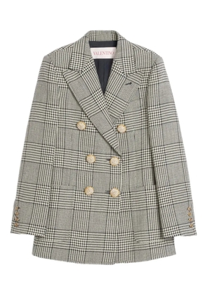 Valentino Garavani houndstooth-pattern virgin-wool blazer - Black