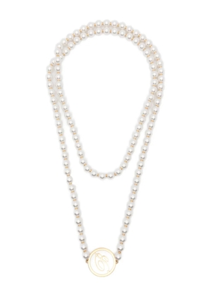 Blumarine faux-pearl logo necklace - Gold
