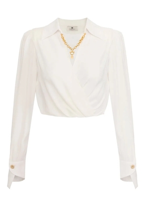 Elisabetta Franchi long-sleeve wrap blouse - White