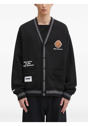 AAPE BY *A BATHING APE® V-neck patch-embroidered cardigan - Black