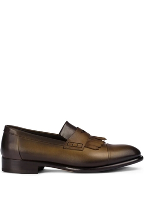 Doucal's fringed leather loafers - Brown