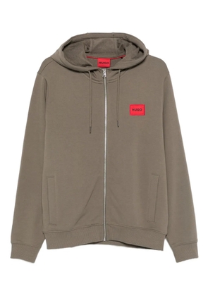 HUGO logo-patch zip-up hoodie - Neutrals