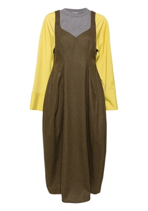 Enföld contrasting long-sleeves maxi dress - Brown