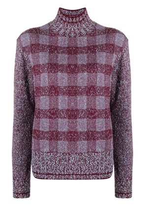 Victoria Beckham checked roll neck jumper - Red