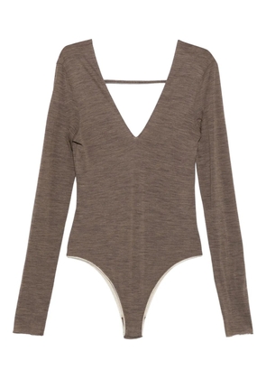 Alysi V-neck long-sleeve bodysuit - Brown