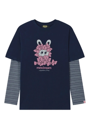 Mini Cream striped long-sleeve top - Blue