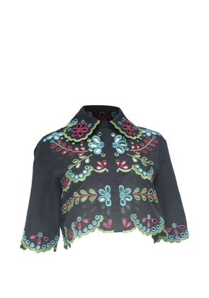 Valentino Garavani Pre-Owned embroidered cropped shirt - Black
