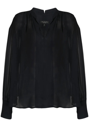 rag & bone lightweight oversized split-neck blouse - Blue