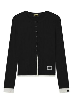 Mini Cream button ribbed cardigan - Black