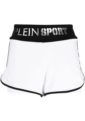 Plein Sport logo-waistband jogging shorts - White