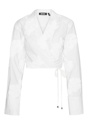 ROTATE BIRGER CHRISTENSEN rose-embroidery wrap shirt - White