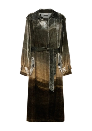 Pierre-Louis Mascia landscape-print belted coat - Black