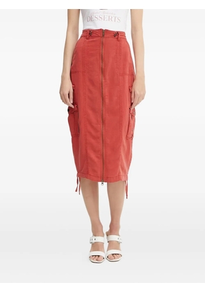 GUESS USA Casey zip-front cargo midi skirt - Red