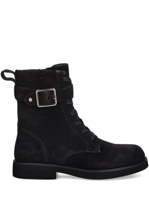 BOSS buckle lace-up combat boots - Black