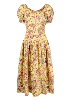 Ulla Johnson Golda floral-print midi dress - Yellow