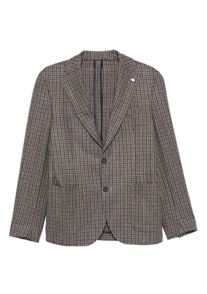 LUIGI BIANCHI MANTOVA houndstooth single-breasted blazer - Brown