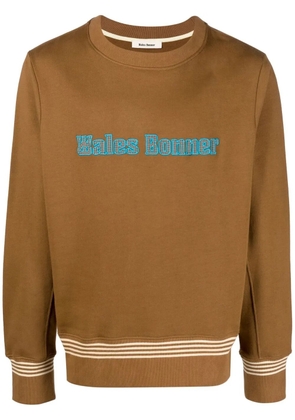 Wales Bonner embroidered-logo crew neck sweatshirt - Brown