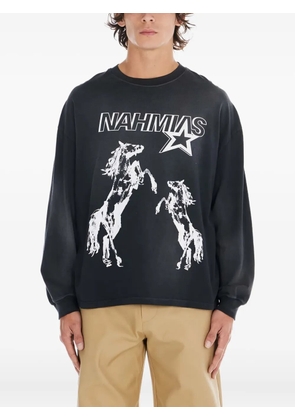 Nahmias horses-print long-sleeve T-shirt - Black