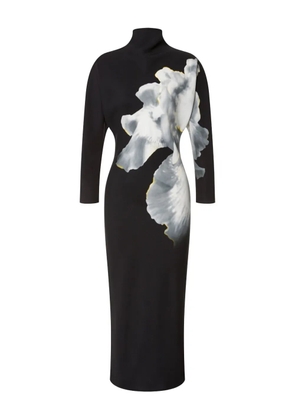 Alberta Ferretti turtleneck floral-print dress - Black