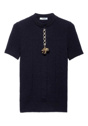 Prada pendant-embellishment ribbed sweater - Blue