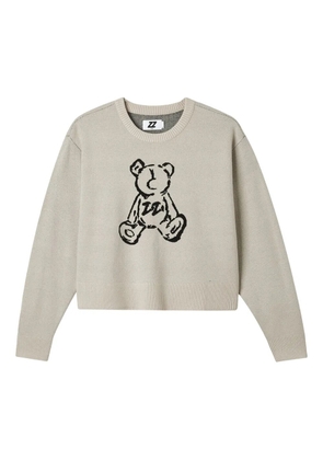 izzue teddy-detail crew-neck sweater - Neutrals