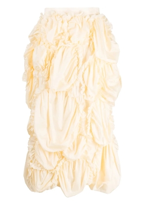 Enföld high-waisted ruffled midi skirt - Neutrals