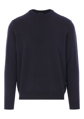 Giorgio Armani chevron-pattern wool sweater - Blue