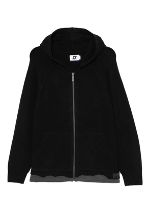 izzue logo-patch cardigan - Black