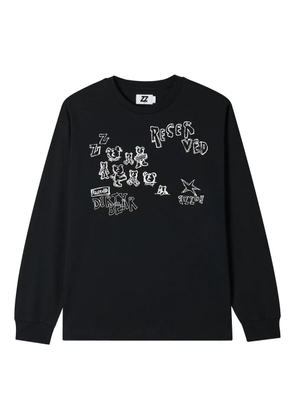 izzue text graphic-print cotton sweatshirt - Black
