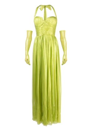 JEAN-LOUIS SABAJI ruched-detail halterneck maxi dress - Green